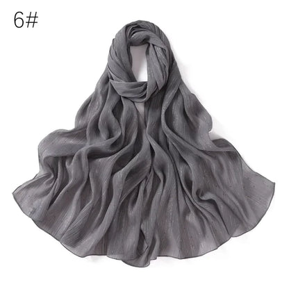 Plain Lurex Scarf Shawl Glitter Shimmer Muslim Woman Hijab Lady High Quality Wrap Stole Wrinkle Rhinestone Scarves Stoles