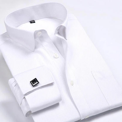 Men's French Cuff Dress Shirt  Long Sleeve Formal Business Buttons Male Shirts Regular Fit Cufflinks Shirt Plus size 6XL