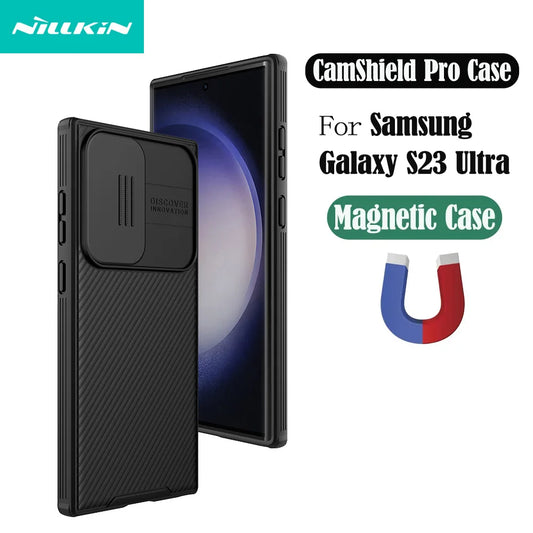 Untuk MagSafe untuk Samsung Galaxy S23 Ultra Kes NILLKIN CamShield Caj Wayarles Magnetik Slaid Penutup Kamera untuk Samsung S23Ultra 