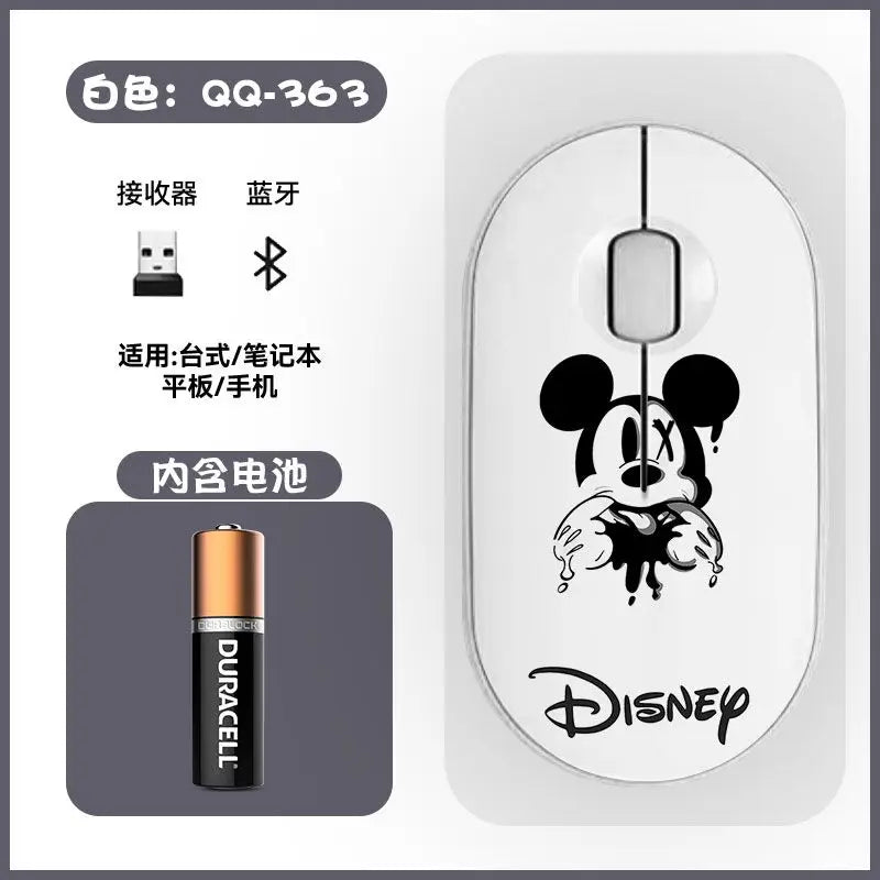 Disney Kawaii Mickey Mouse and Minnie Wireless Bluetooth Mouse Cute Cartoon USB Bluetooth Dual Mode Super Silent Home Laptop