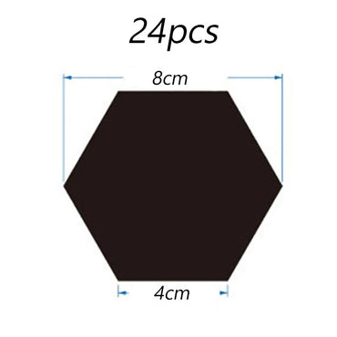 24 件/套 3D 亚克力 DIY 自粘装饰贴花六角形几何镜面墙贴六角形