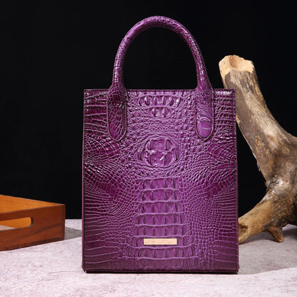 Vintage Crocodile Pattern Tote Bag Luxury PU Satchel Bag Women's Classic Handbag For Commute