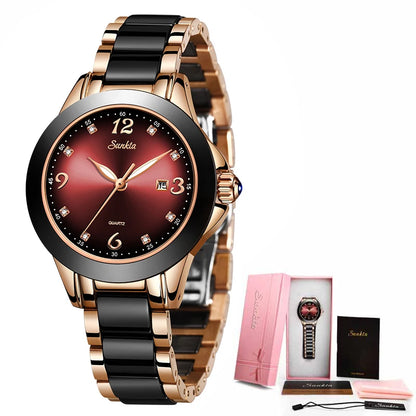 New LIGE Fashion Women Ceramic Watches Brand Luxury Ladies Watches Waterproof Quartz Bracelet Watch Woman Date Clock reloj mujer