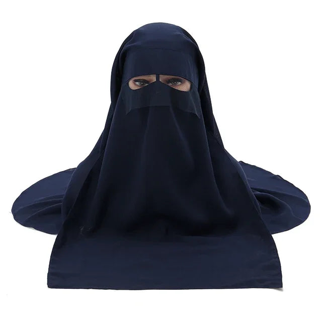 Muslim Face Cover Scarf Islamic Niqab Burqa Bonnet Hijab Chiffon Veil Headwear Abaya Women's Hijabs Sunscreen Araba Long Wraps