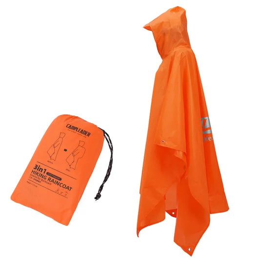 3 In 1 Hiking Raincoat Outdoor Motorcycle Cycling Rain Poncho Lightweight Long Rain Cover Used For Rain Jacket ,Mat ,And Canop