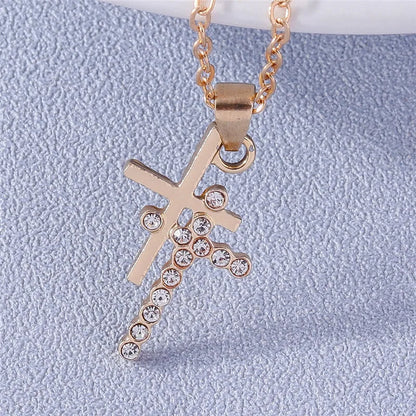 Fashion Cross Necklace for Women Men Gold Silver Color Dazzling Crystal Jesus Crucifix Necklace Christian Jewelry Wholesale