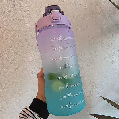 Water Bottle 2 Liters Gourd Motivational Water Bottle Time Marker Leak-proof Cup Large-Capacity Gradient Outdoor Sports Fitness