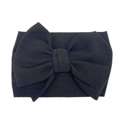 Fashion Handmade Bowknot Elastic Wide Hairband Toddler Solid Color Big Bows Headband Baby Girls Headwear Holiday Gifts