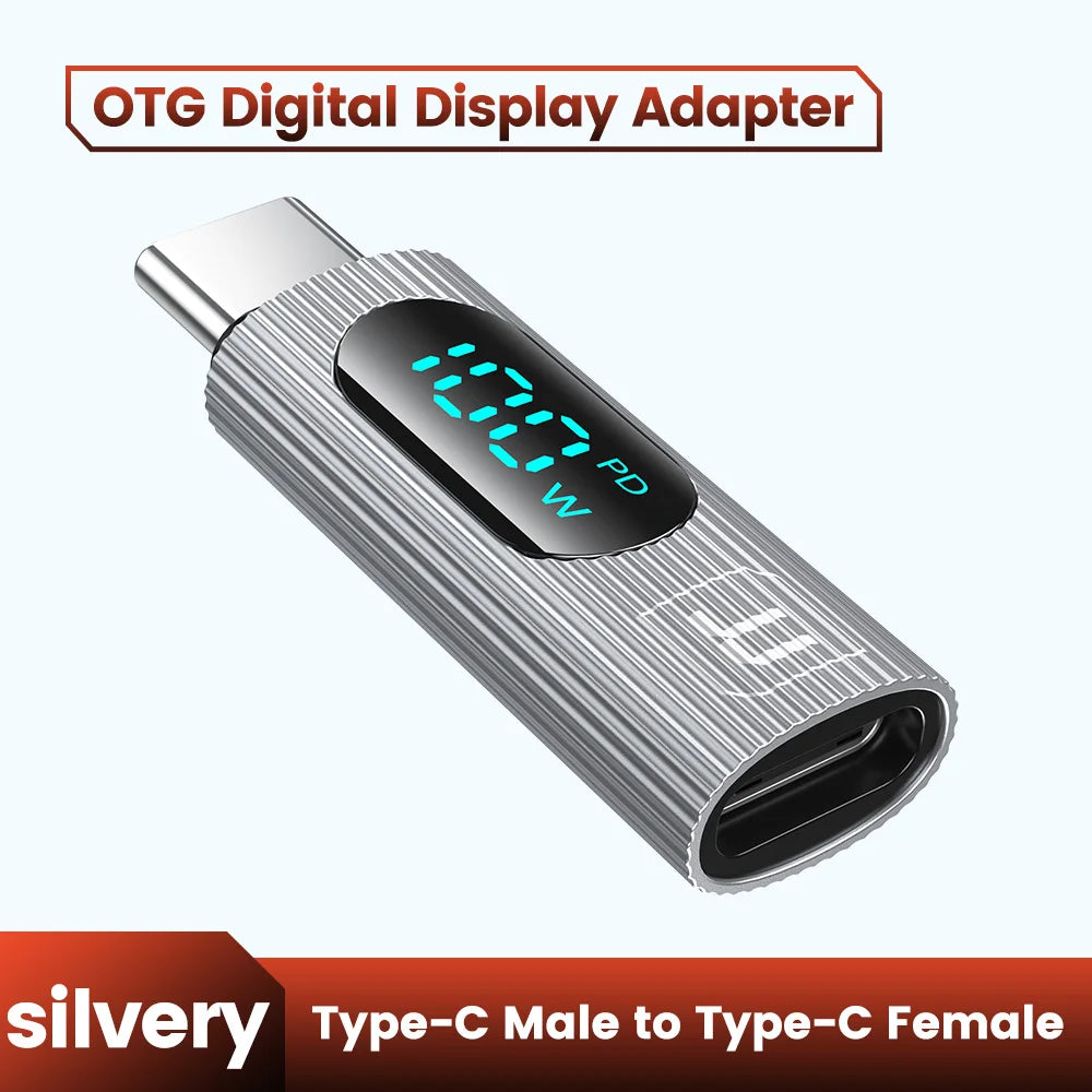 Toocki PD 100W USB C OTG Adapter Digital Display Fast Charging Type C to Type C OTG Connector for Macbook Xiaomi Huawei Samsung