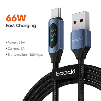 Toocki Type C 转 Type C 数据线 100W PD 快速充电器 USB C 转 USB C 显示屏数据线 适用于小米 POCO f3 Realme Macbook iPad 