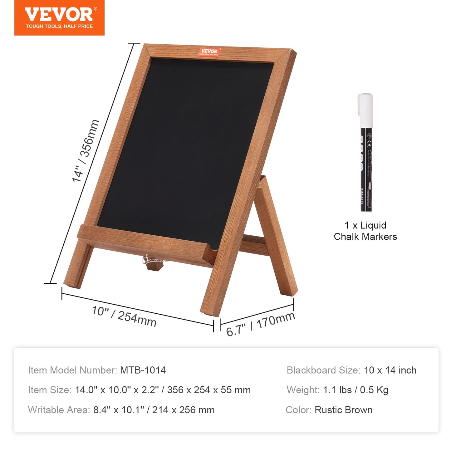 Papan Tulis Papan Tulis Atas Meja VEVOR Papan Tanda Mesej dengan Kapur Papan Memo Berbingkai Berdiri Bebas 10"x14" Untuk Hiasan Dapur dan Perkahwinan 