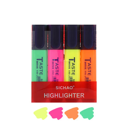 4/6/8PCS Highlighter Fluorescent Pen Broad Tip Writing Marker Pens for Art Drawing Doodling Marking Office Stationery School Su