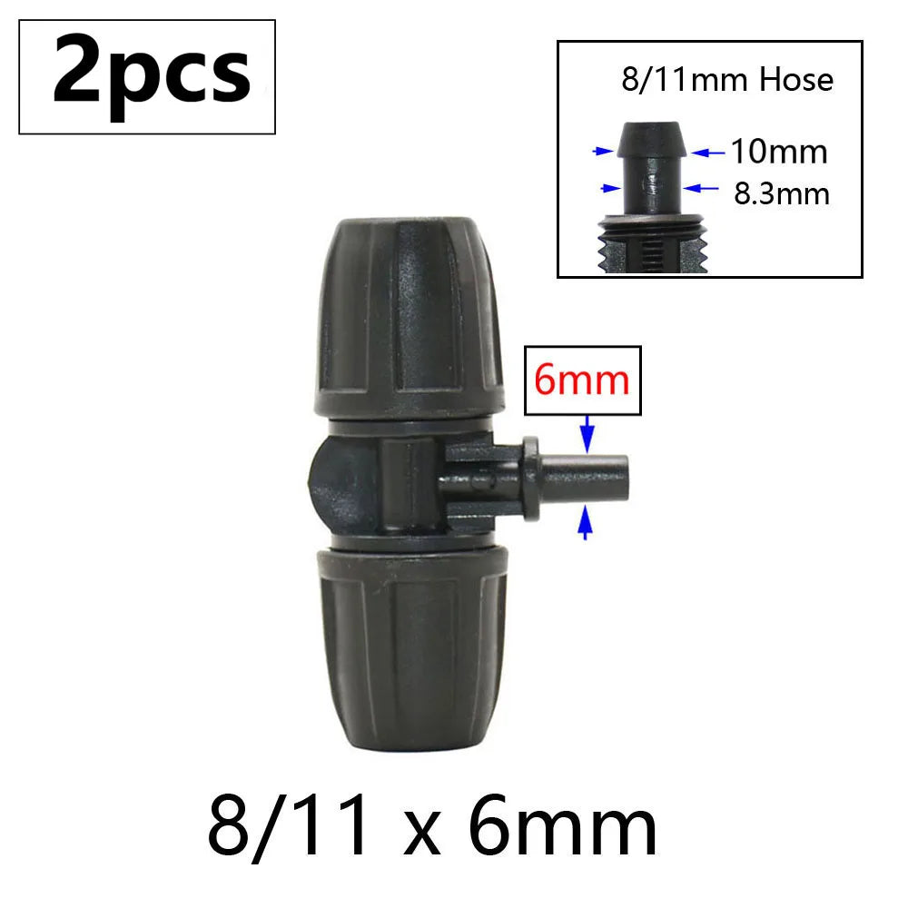 3/8" 8mm Penyambung Hos Taman 8/11 Hingga 4/7 3/5mm Pengurangan Hos Pemisah Air Tee Siku Hujung Palam Titisan Sistem Pengairan 