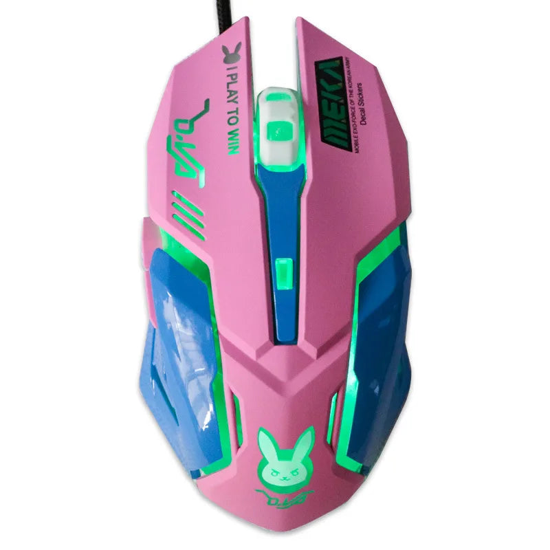 2400DPI Gaming Mouse Color Backlit Silent Mouse USB Wired Gaming Mouse Pink Computer Professional for Lol Data Laptop