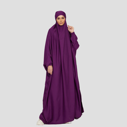 10 Colors Muslim Robe One Piece Solid Color Long Dress Ramadan Prayer Hijab Gilbab Women Hooded Veil Islam Dubai