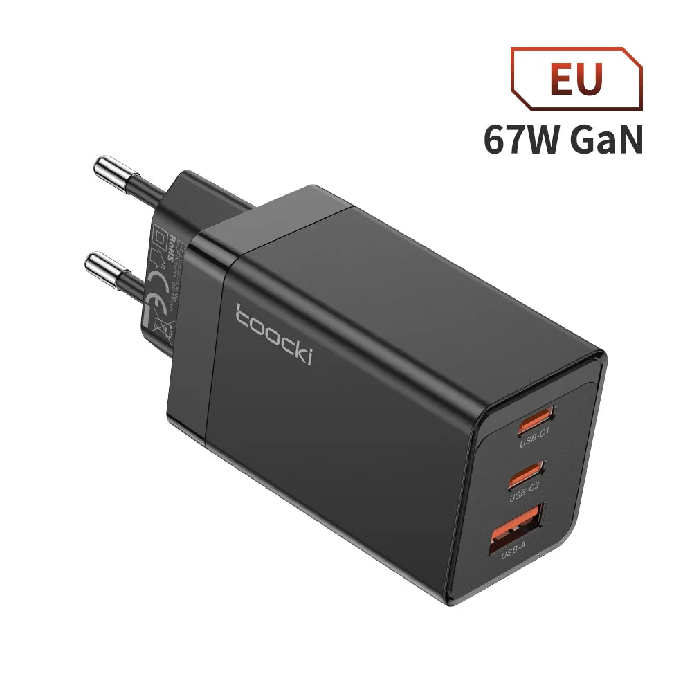 Tookci 67W GaN USB C 充电器快速充电4.0 QC3.0 PD USB Type C 快速 USB 充电器适用于 iPhone 14 13 Macbook Xioami Smasung 笔记本电脑