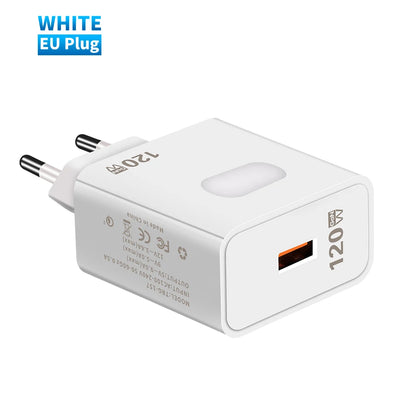 Pengecas USB 120W Pengecas Pantas QC3.0 Kabel USB C Jenis C Kabel untuk iPhone Huawei Samsung Xiaomi Telefon Mudah Alih Pengecas Cepat 