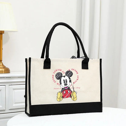 Disney Mickey Women Handle Tote Beach Bag Handbag Simple Wedding Large Capacity Shoulderbag Shopper Picnic Beach Gift Bags