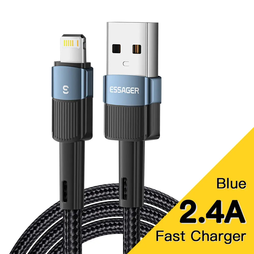 Essager Pengecasan Pantas Untuk Kabel Usb iPhone 11 12 13 Pro Max Mini Xs Xr X SE 8 7 6 Plus 6s 5 5s 2.4A Wayar Untuk Kord Pengecas iPhone 