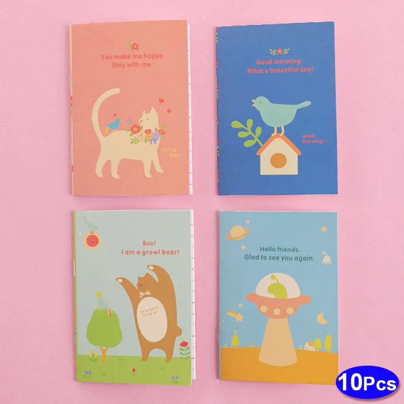 10Sets Retro Small Notebooks Kawaii A7 Blank Mini Cute Planner Diary Note Notepad Aesthetic Journal Kids Stationery Agenda Thing