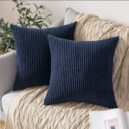 Christmas Green Corduroy Throw Pillow Covers 16/18/20 Soft Throw Pillow Cases Modern Stripes Couch Pillows for Living Room Home