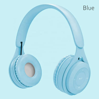 Macaron Headphones Kids Wireless Bluetooth Headphone Stereo Headband Gaming Headset with Mic Gamer Girl Gift for Mobile Tablet