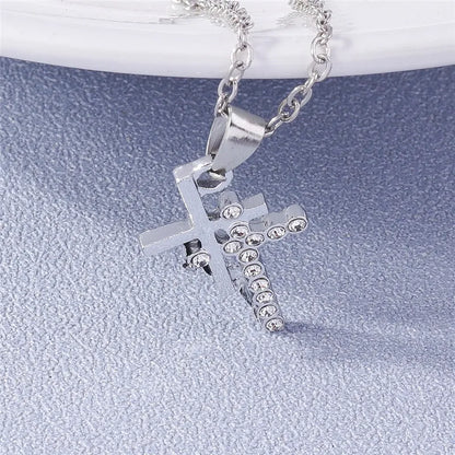 Fashion Cross Necklace for Women Men Gold Silver Color Dazzling Crystal Jesus Crucifix Necklace Christian Jewelry Wholesale