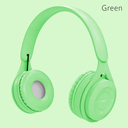 Macaron Headphones Kids Wireless Bluetooth Headphone Stereo Headband Gaming Headset with Mic Gamer Girl Gift for Mobile Tablet