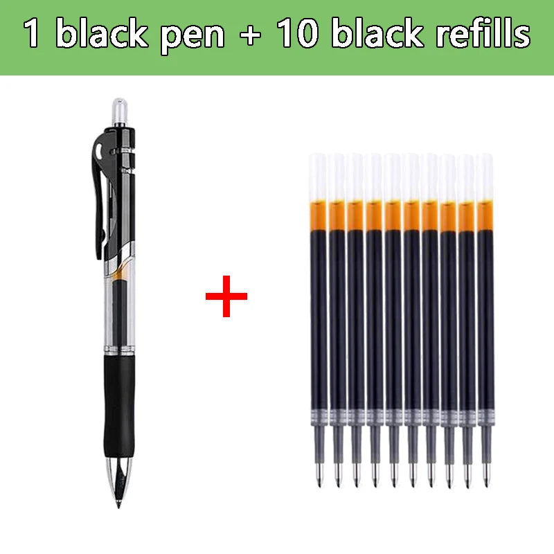 0.5mm Gel Pens Set Black Blue Red Refills Ballpoint Pens Bullet Tip School & Office Supplies Stationery Kawaii Accessories