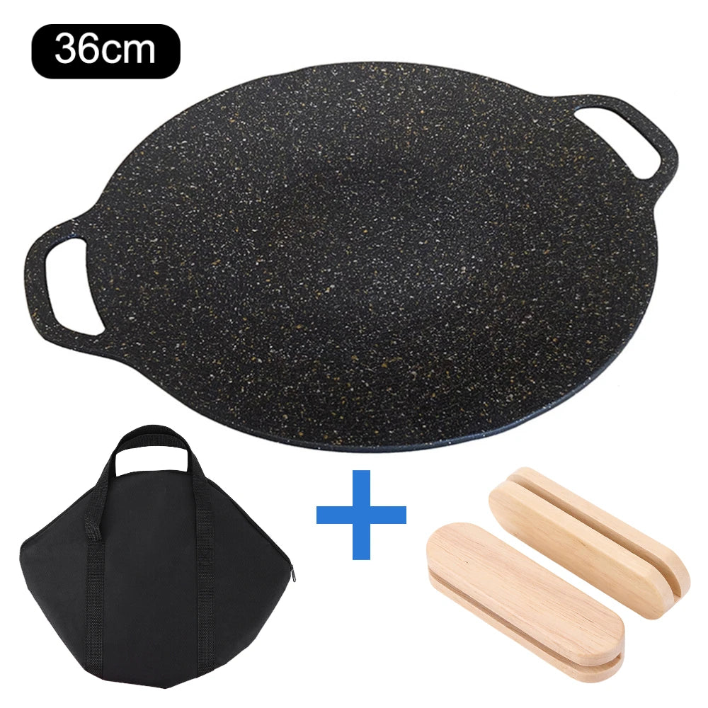 Outdoor Grill Pan Korean Roastig Frying Pan Non-stick Barbecue Plate Induction Cooker BBQ Baking Tray Camping Kitchen Bakeware