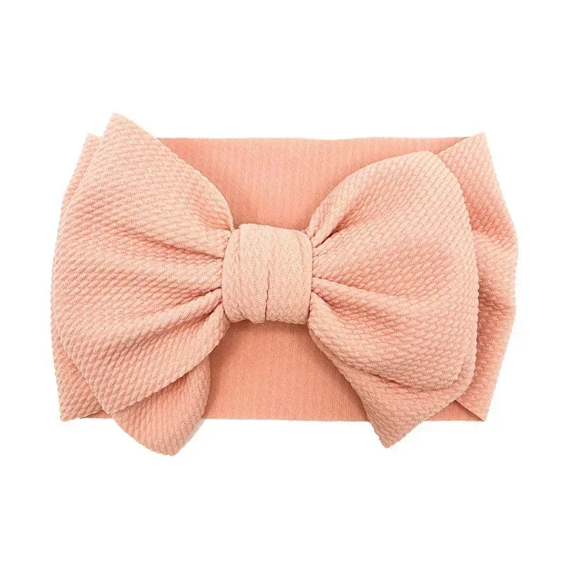 Fashion Handmade Bowknot Elastic Wide Hairband Toddler Solid Color Big Bows Headband Baby Girls Headwear Holiday Gifts