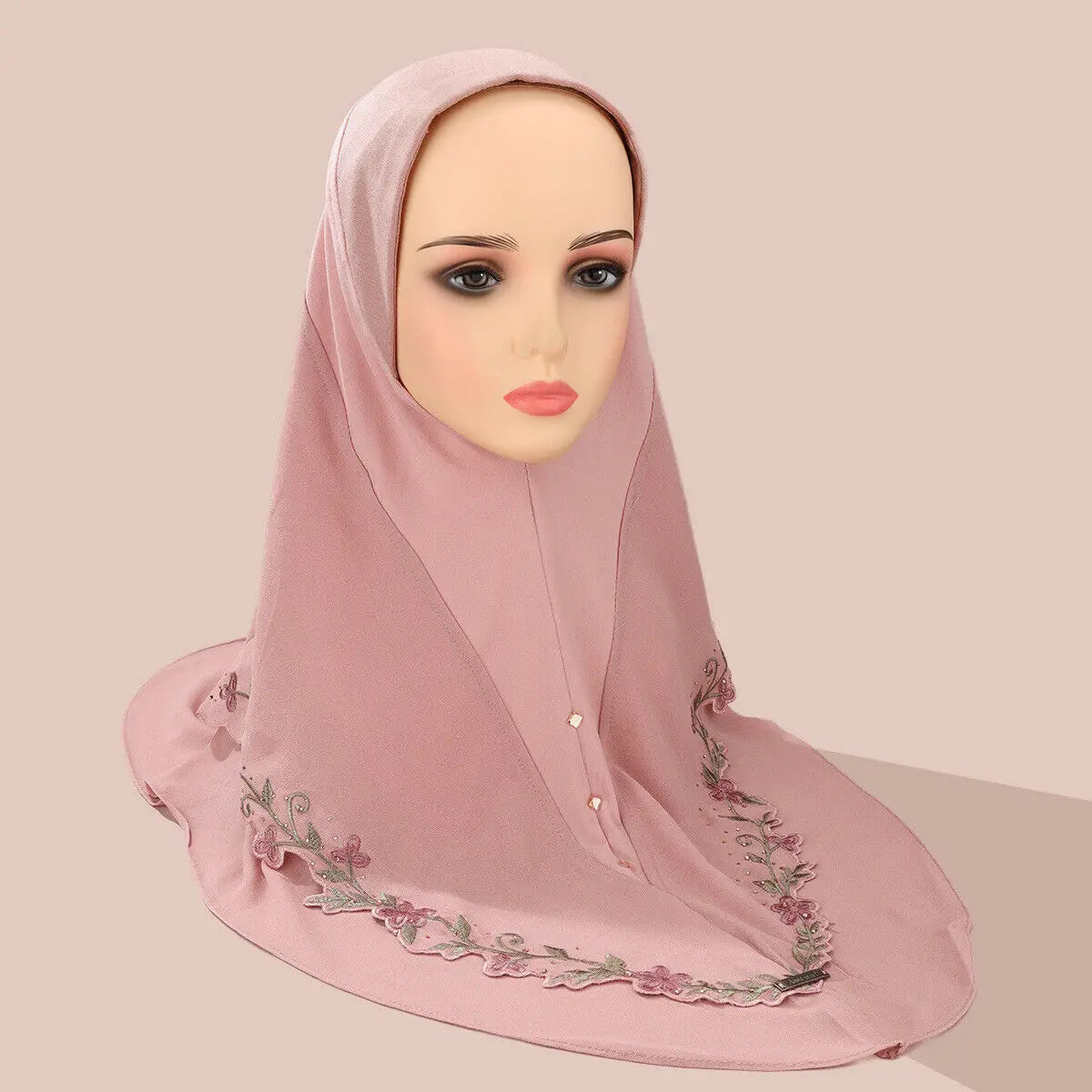 Malaysia Embroidery Floral 2 Layers Instant Hijab Muslim Wear Directly Islamic Shawls Arab Scarf Turban