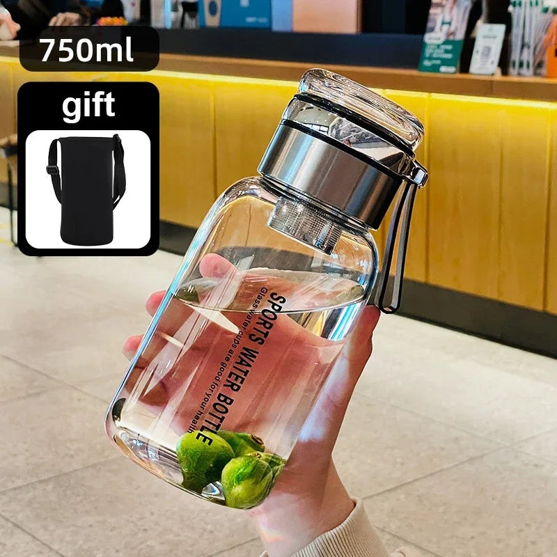 2L Large Capacity Glass Water Bottle Transparent Milk Juice Cup Outdoor Portable Leakproof Drinkware Tea Water Glass Bottle 2L