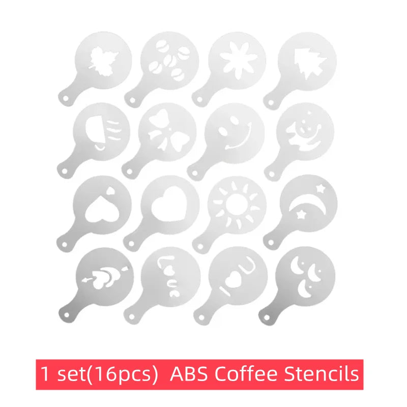 5pcs Stainless Steel Cafe Foam Template Barista Stencils Mold Coffee Art Needles Stainless Steel latte Needle Powder Sprinkle