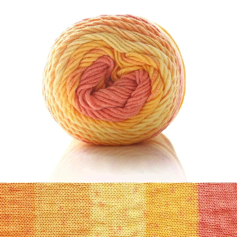 (1PC) 5-Strand Milk Cotton Dyed Rainbow Cotton Handmade DIY Woven Yarn Scarf Pillow Blanket Material Yarn