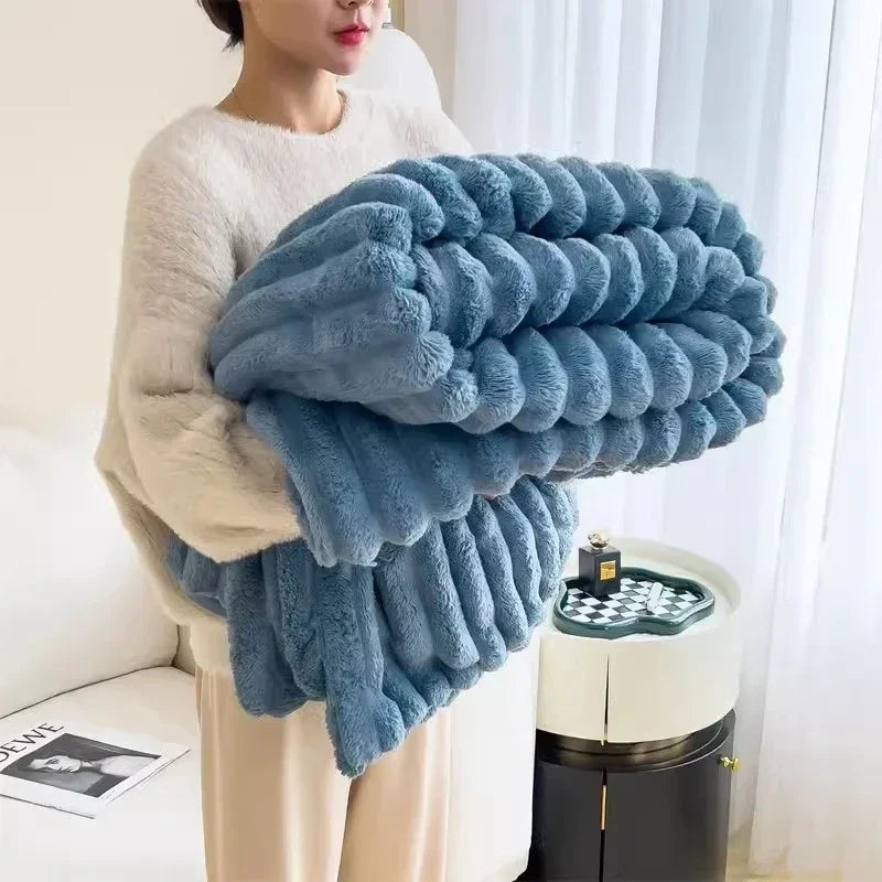 Soft Blanket Winter Warm Bedspread on The Bed Office Thicken Blankets INS Solid Color Sofa Cover Plaid Bedroom Decoration 담요
