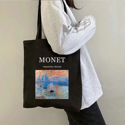 Claude Monet Water Lilies Landscape Watercolor Paintings Shopper Canvas Tote Bag Harajuku Women Shoulder Bag Girl Cotton Handbag