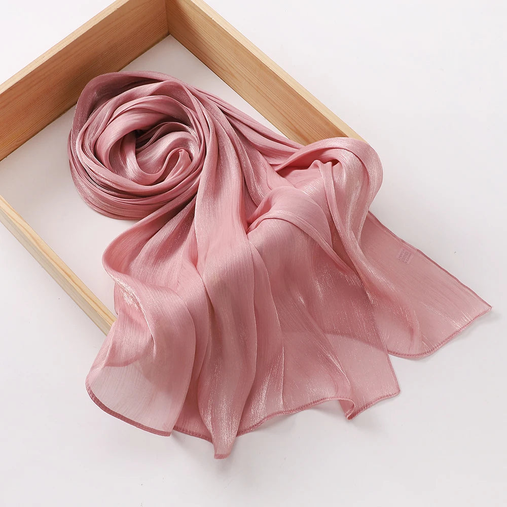 Hotsale Light Weight Plain Shimmery Chiffon Crepe Crinkle Shawl Malaysia Solid Color Glitter Shiny Shimmer Hijab Scarf Women