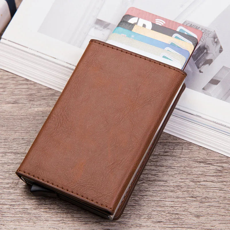 Magnet Rfid Blocking Card Holder Wallets Men Thin Slim Cartera Leather Coin Purse Small Male Black Walet Mini Wallets for Men