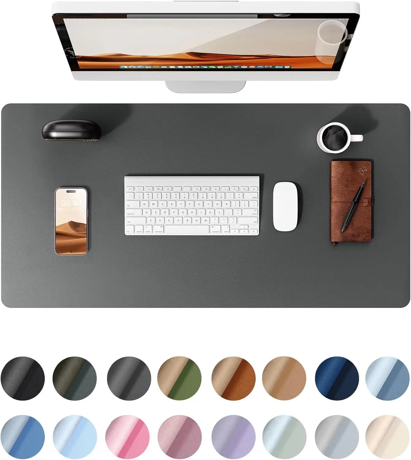 Leather Desk Pad Protector, Office Desk Mat, Large Mouse Pad, Non-Slip PU Leather Desk Blotter, Laptop Desk Pad  Waterproof