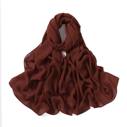 180*70cm New Muslim Chiffon Hijab Shawl Scarf Women Solid Color Head Wraps Women Hijabs Scarves Ladies Foulard Femme Muslim Veil