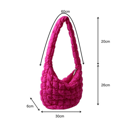 Beg Selempang Berlapis Empuk Baharu untuk Wanita Beg Bahu Awan Berlipat Bubbles Beg Tangan Berbentuk Baldi Tote Besar Beg Tangan Ruched 