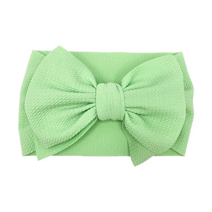 Fashion Handmade Bowknot Elastic Wide Hairband Toddler Solid Color Big Bows Headband Baby Girls Headwear Holiday Gifts