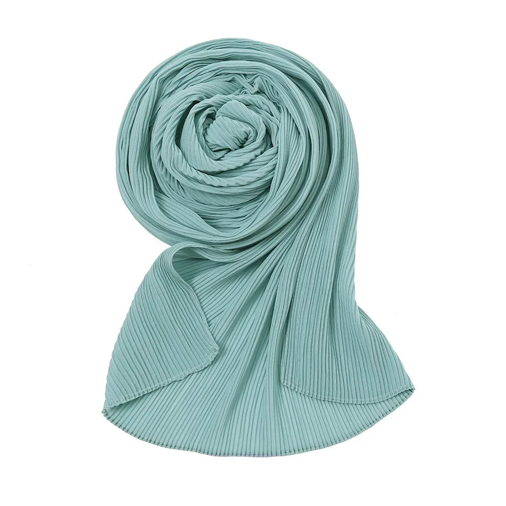 Big Size Pleated Chiffon Hijab Scarf for Muslim Women Turban Pashmina Shawls and Scarves Women Bandana Headband Hijabs Headscarf