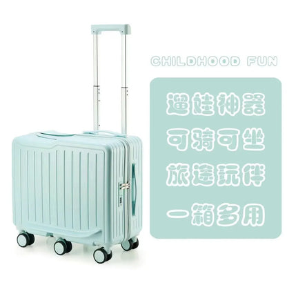 Ridable Children's Luggage Portable Trolley Case Lightweight Password Carry-on Case 22-inch Multifunctional Suitcase