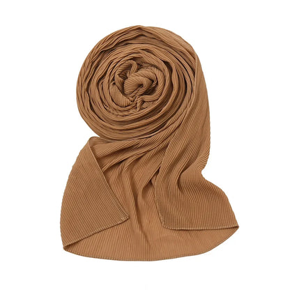 Big Size Pleated Chiffon Hijab Scarf for Muslim Women Turban Pashmina Shawls and Scarves Women Bandana Headband Hijabs Headscarf