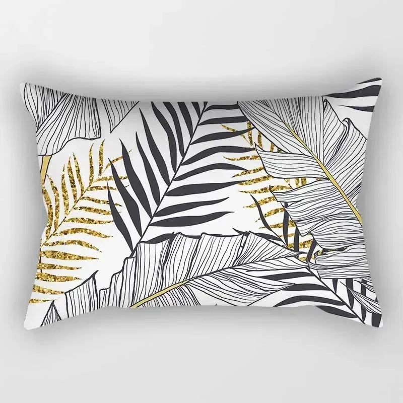 Tropical Plants Leaves Pillow Covers Abstract Pillow Case High Quality Short Plush Velvet Rectangle Pillow Cases Home Decoration