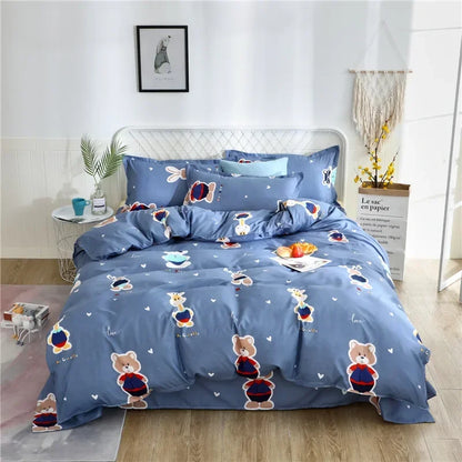 Lovely Cartoon King Size Duvet Cover Set 220x240 Skin Friendly Double Bed Quilt Cover Blanket Comforter Cover and Pillowcase