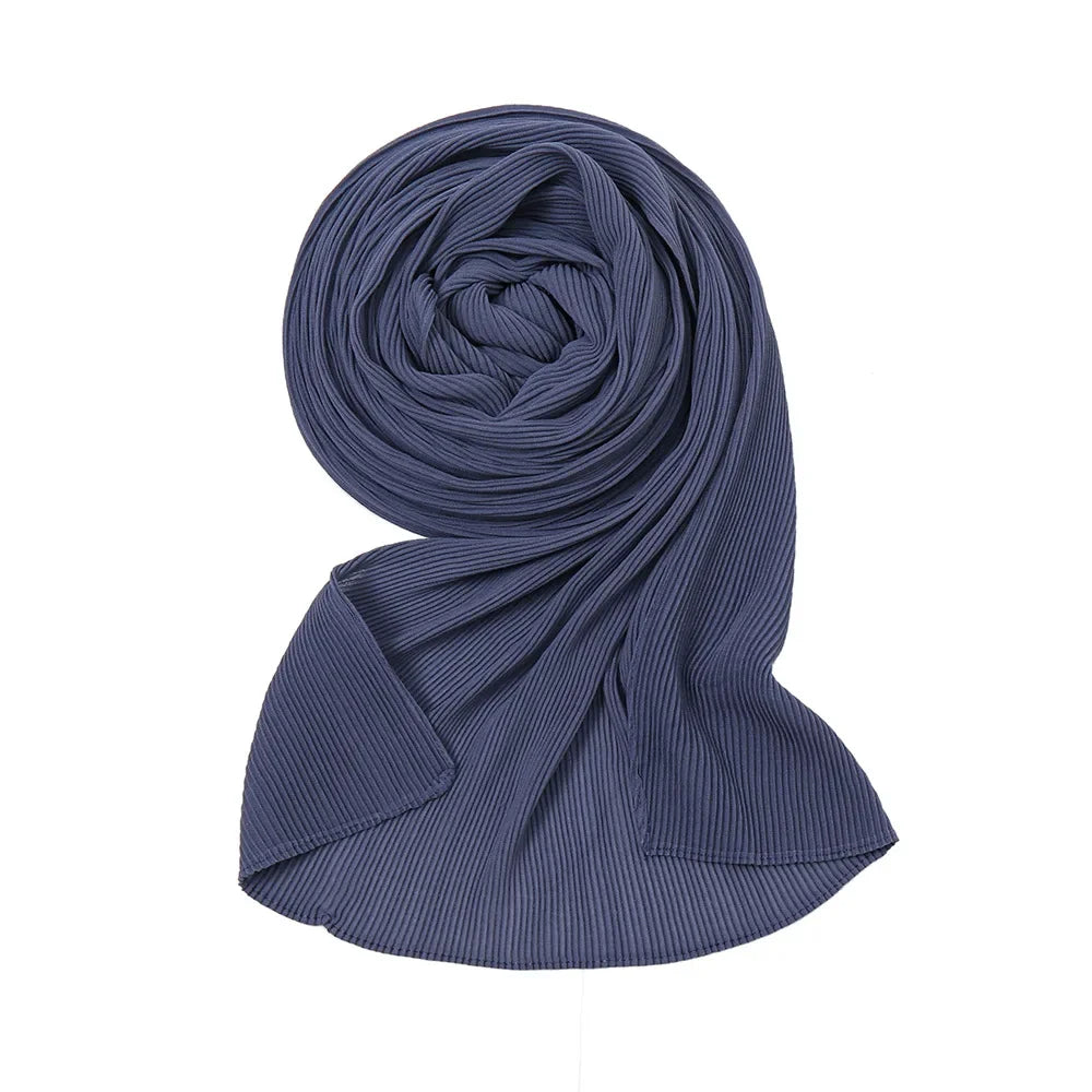 Big Size Pleated Chiffon Hijab Scarf for Muslim Women Turban Pashmina Shawls and Scarves Women Bandana Headband Hijabs Headscarf