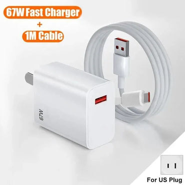 Penyesuai Pengecas Pengecas Super Cepat USB 67W 6A asal untuk Xiaomi Mi 12 11 Jenis C Kabel POCO X5 X4 Pro Redmi Note 10 11 Mengecas 